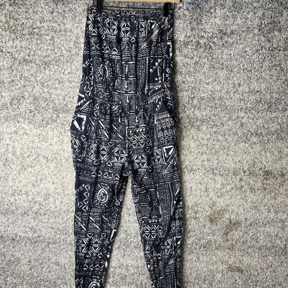 Madewell Pants Womens M/L Black White Tribal Print Harem Jogger Pockets Cotton - Picture 1 of 7